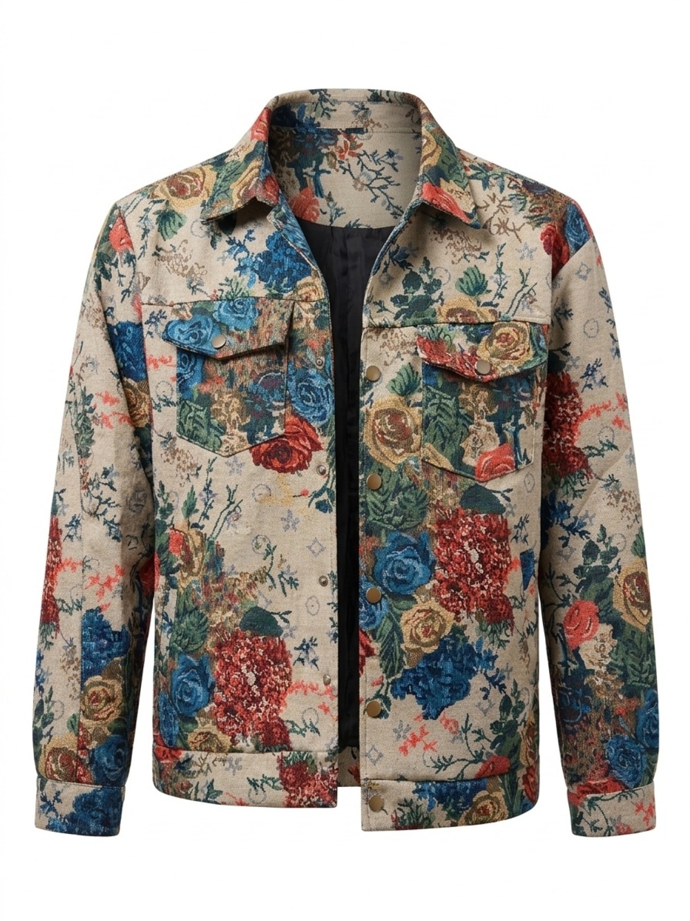 Vintage style trucker Floral T Jacket in Multicolor